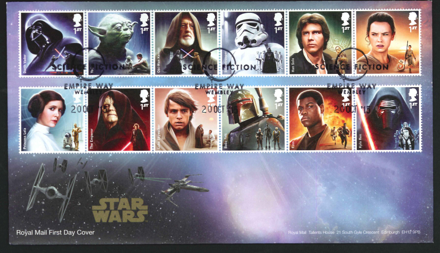 2015 - Star Wars Set First Day Cover, Science Fiction / Empire Way Wembley Postmark
